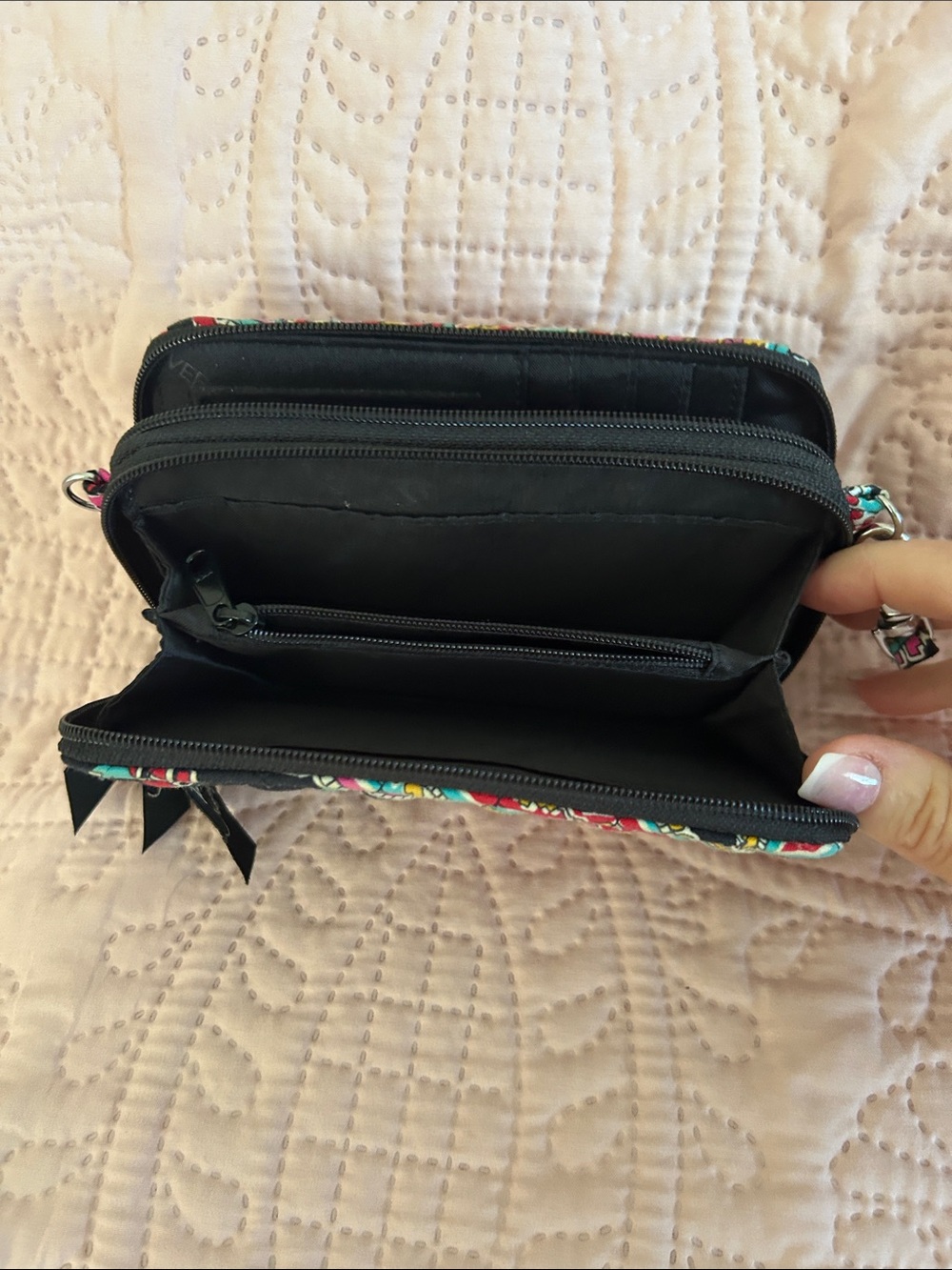 Vera Bradley Teal Pink Black Paisley Wristlet Phone Case - Picture 5 of 6